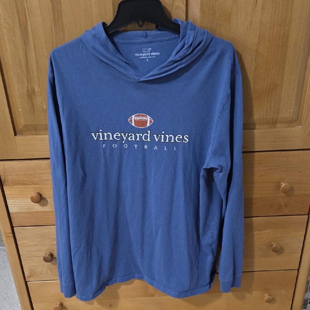 Vineyard Vines Blue Football Long Sleeve Tee Hoodie